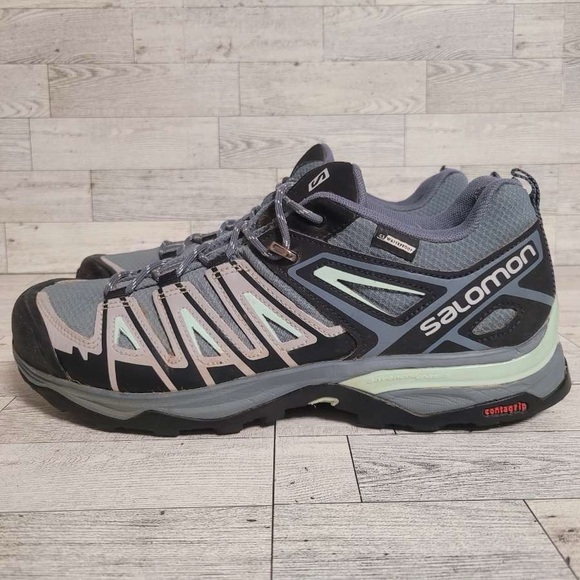 Mens Salomon X Ultra Pioneer Mid GTX Gray Hiking Waterproof Athletic Shoe Sz 9.5